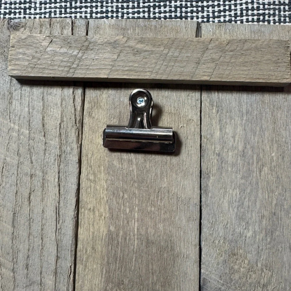 Rustic Reclaimed Wood Photo Display Board Metal Clip 8.5x9.5 Farmhouse Decor